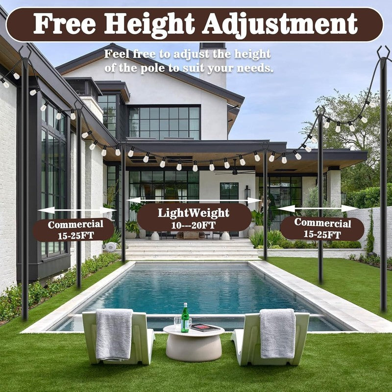 10Ft String Light Poles 4 Pack,Light Poles for outside Lights,Outdoor with Fence5