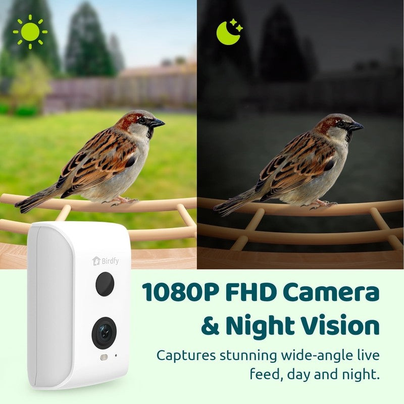 Smart Wooden Bird Feeder w/ Camera & Solar, AI ID 6000+ Species, Ebony8