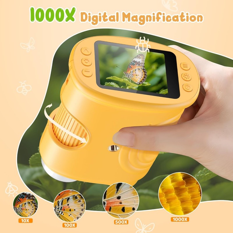 1000X Handheld Digital Microscope – Portable STEM Toy with 2" Screen for Kids2
