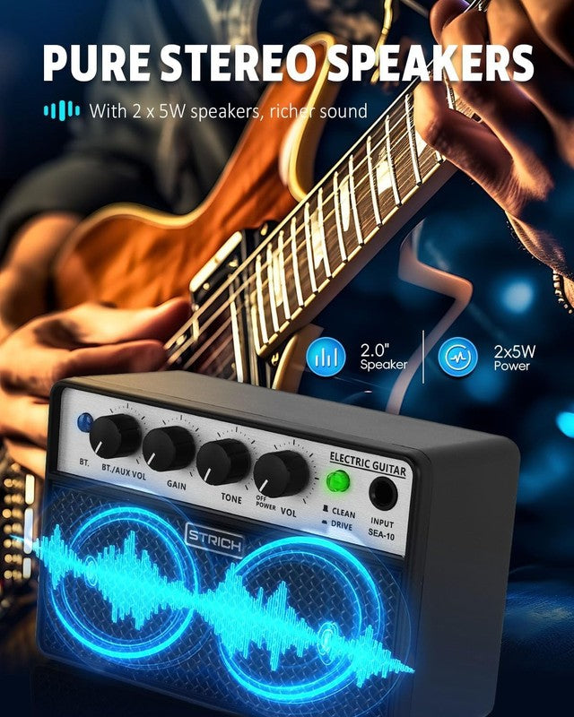 Mini Guitar Amp 5W Portable Rechargeable Practice Amplifier Black3