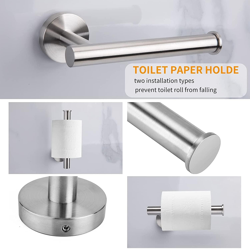 8 Piece Brushed Nickel Bathroom Hardware Set, 24Inch Bathroom Towel Bar+Towel Ri3