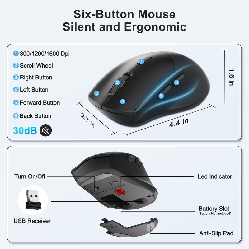 Wireless Keyboard Mouse Set Silent Mouse Windows Mac Laptop Blue Black4