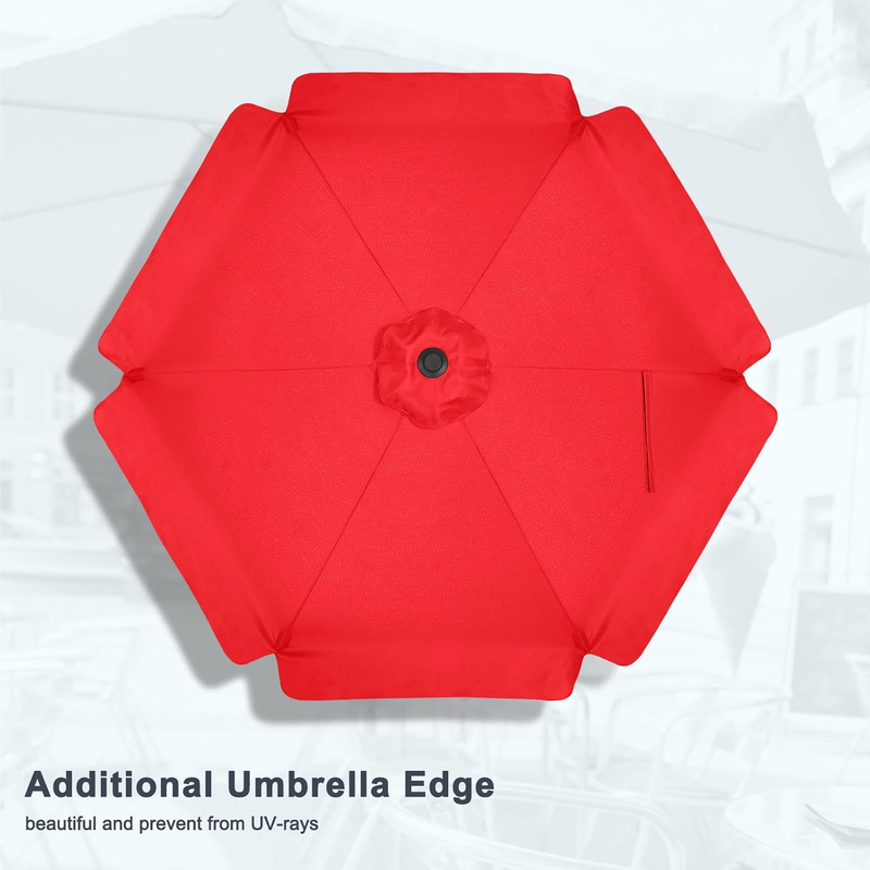 Outdoor 7.5FT Market Umbrella Crank Tilt Waterproof UV Protection Red6