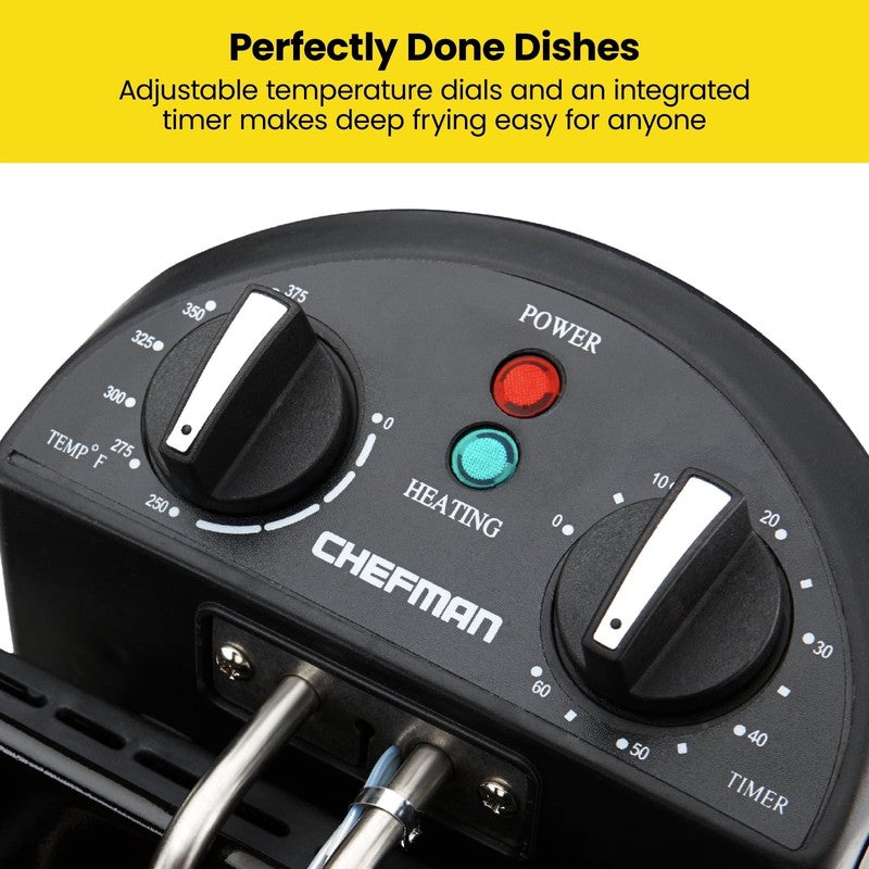 4.5L Deep Fryer, XL Capacity, Adjustable Temperature & Timer - Black Stainless S3