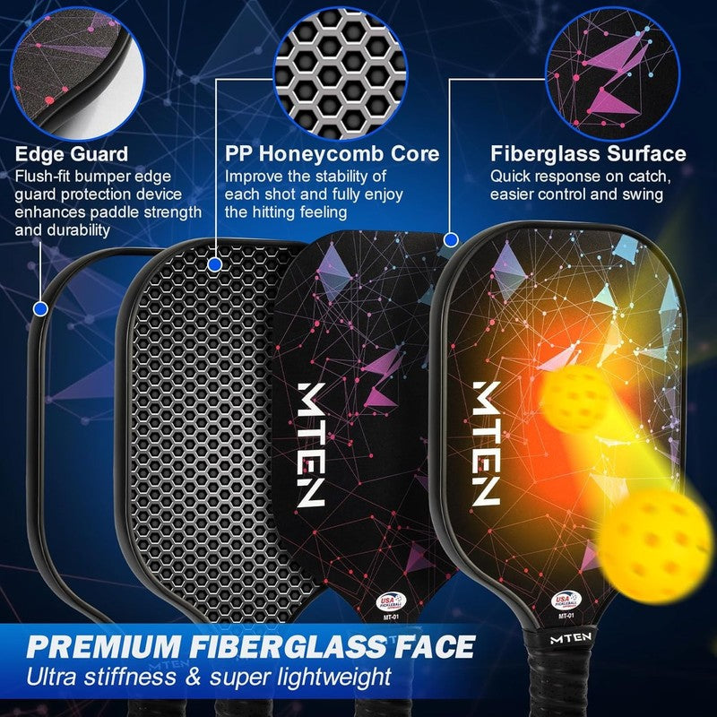 Pickleball Paddles, USAPA Approved Fiberglass Surface Pickleball Set with Pickle2