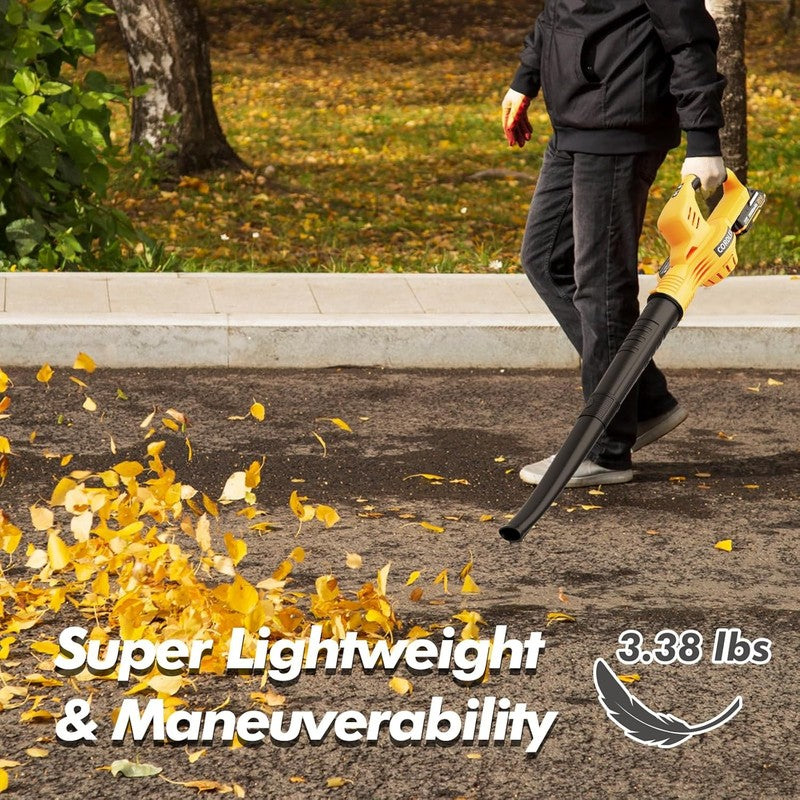 Cordless Leaf Blower 21V w/ 2 Batteries & Charger, 2 Speed, Lightweight6