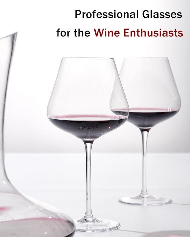 Set of 4 21 Ounce Hand Blown Italian Style Crystal Burgundy Wine Glasses   Lead 3