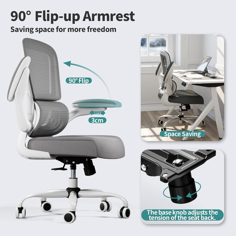 Ergonomic Office Chair Mesh Desk Chair Adjustable Executive Computer Chair White5