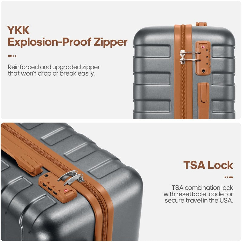 Carry on Luggage Set 3 Piece Hard Shell Luggage Sets with YKK Zipper Spinner Whe2