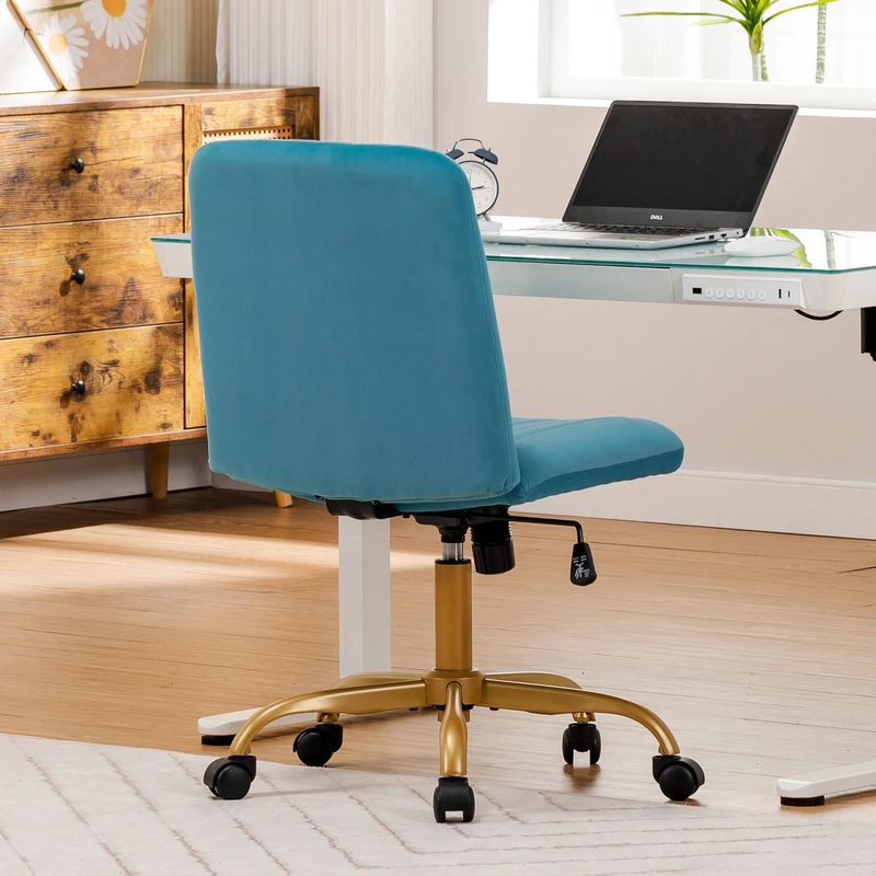 Extra Plush Velvet Channel Upholstered Office Chair, Cool Water11