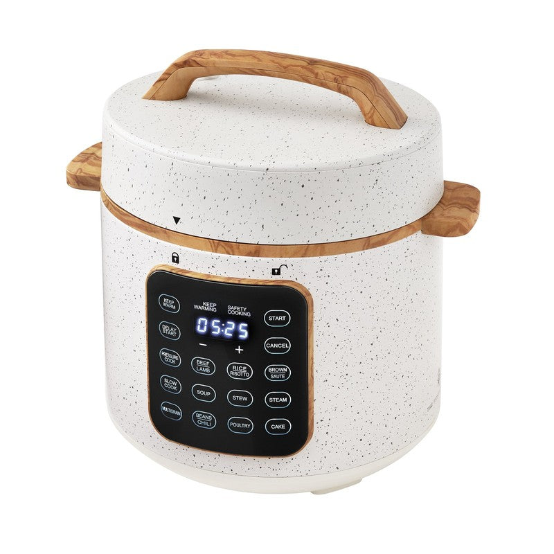 Linen Speckle 6-Qt Pressure Cooker Touch Control Display Multi Cooker0