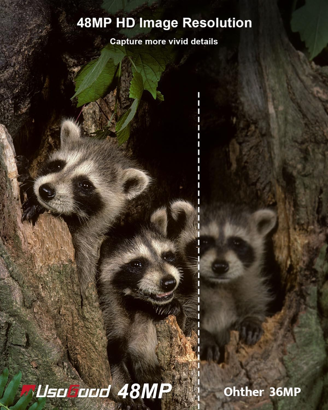 Trail Camera 4K 48MP Game Cam 8 Batteries 32GB Night Vision IP66 120° 2" Screen2
