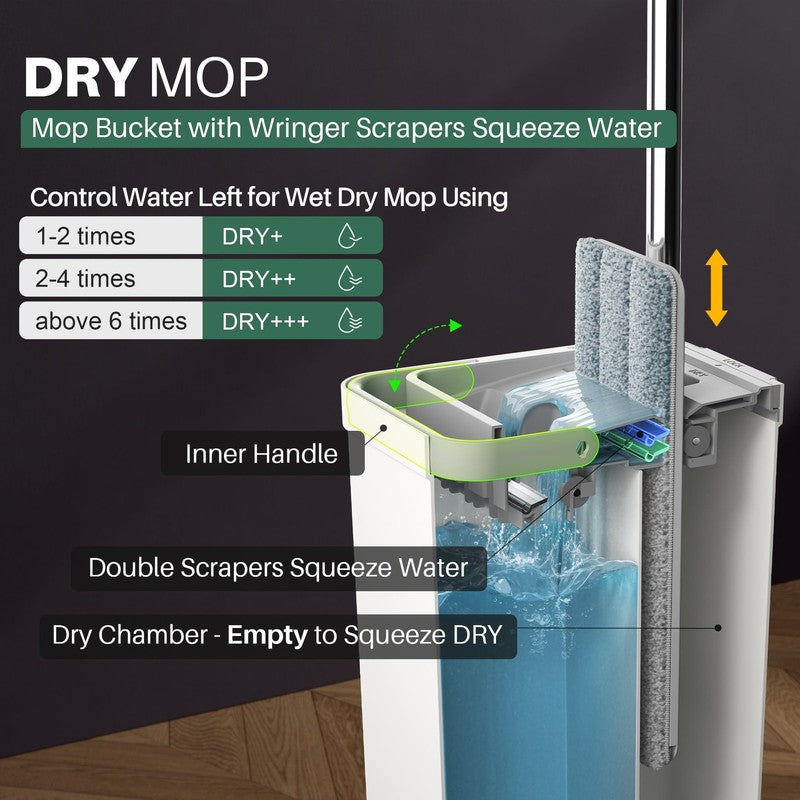 Mop and Bucket with Wringer Set, Flat Mop Head Spin, Dust Mops for Wall Cleaner 4