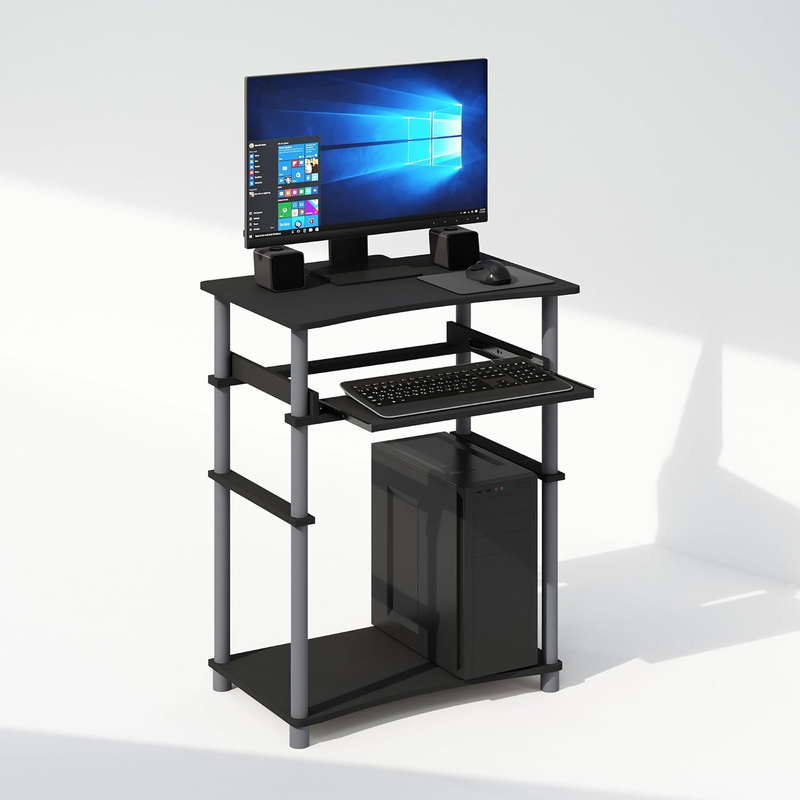23.6in Computer Desk with Keyboard Tray Home Office Writing Desk Black2