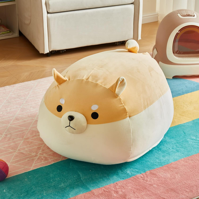 Stuffed Animal Storage Bean Bag Cover Kids Yellow Shiba Inu Toy Organizer1