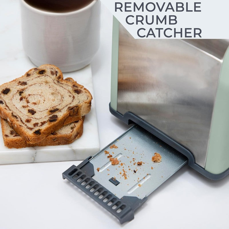 Stainless Steel 2 Slice Toaster Wide Slot 5 Browning Bagel Defrost Cancel Sage3