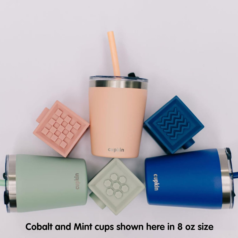 8oz Kids Stainless Steel Sippy Cup Set 2 Stackable Straw Tumblers8