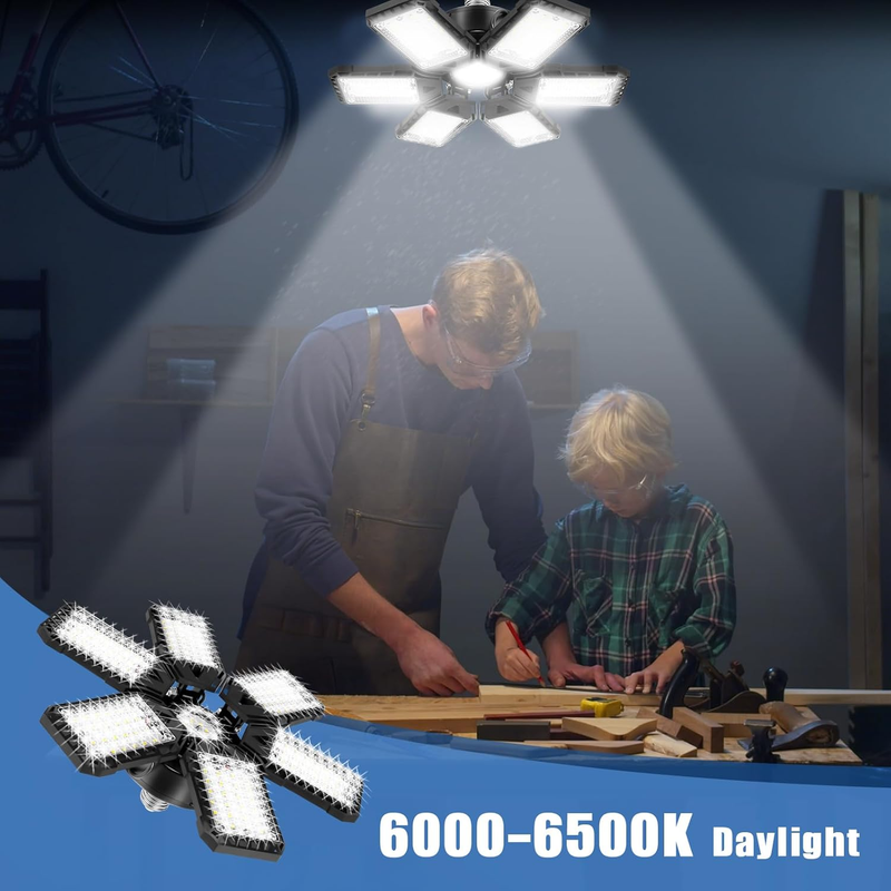 LED Garage Lights Bulb 2 Pack 180W 18000LM 6500K Led Shop Light with 6 plus 1 De5