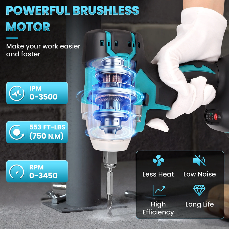 1/2in Cordless Impact Wrench 553ft lb Brushless w/ 2x 4.0Ah3