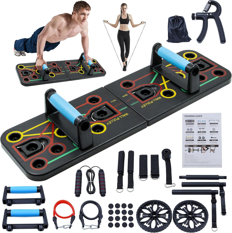 Push Up Board Home Gym 20 in 1 Pilates Bar Resistance Bands Ab Wheel10