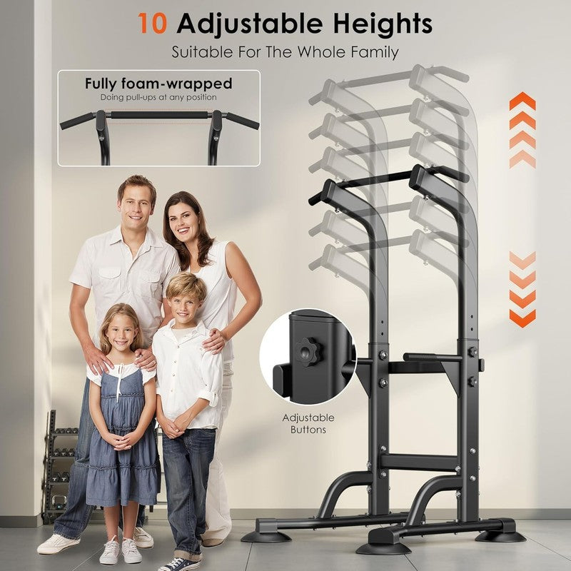 Power Tower Dip Station with Pull Up Bar, Adjustable Height Home Gym Equipment5