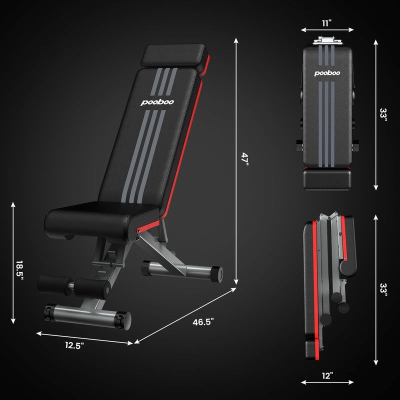 Adjustable Dumbbell Bench Foldable Workout Weight Bench Press Incline Decline fo7