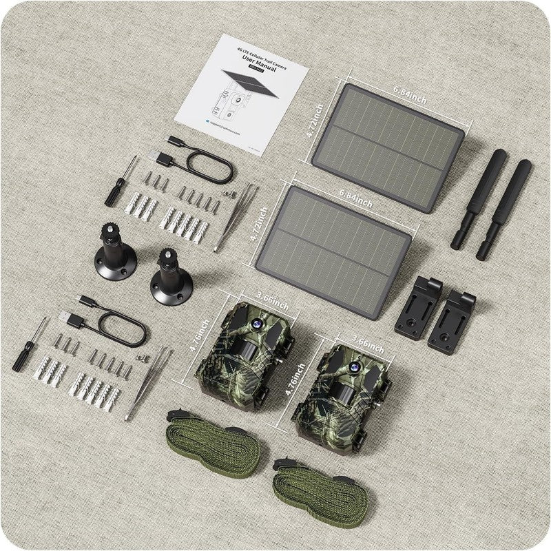 2 Pack 4G LTE Cellular Trail Cameras Live View SIM Night Vision IP667