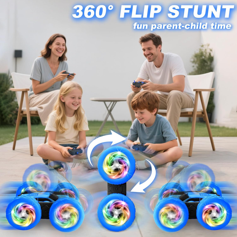 Remote Control Car for Girls 4WD Stunt Car 360 Flips RGB Lights 6+4