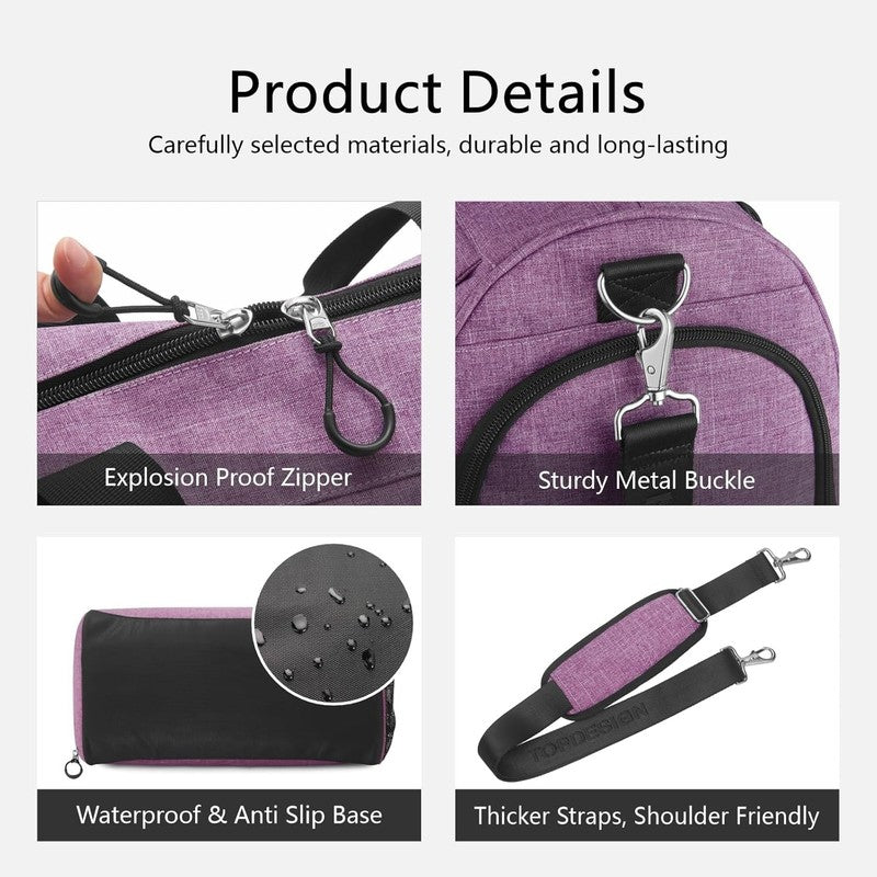 Gym Bag Unisex Duffel Shoe Compartment Wet Pocket Travel Sports Textured Purple6