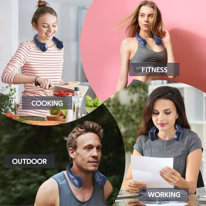Portable Neck Fan, Hands Free Bladeless, 360° Cooling Personal Fan,Wearable Quie5