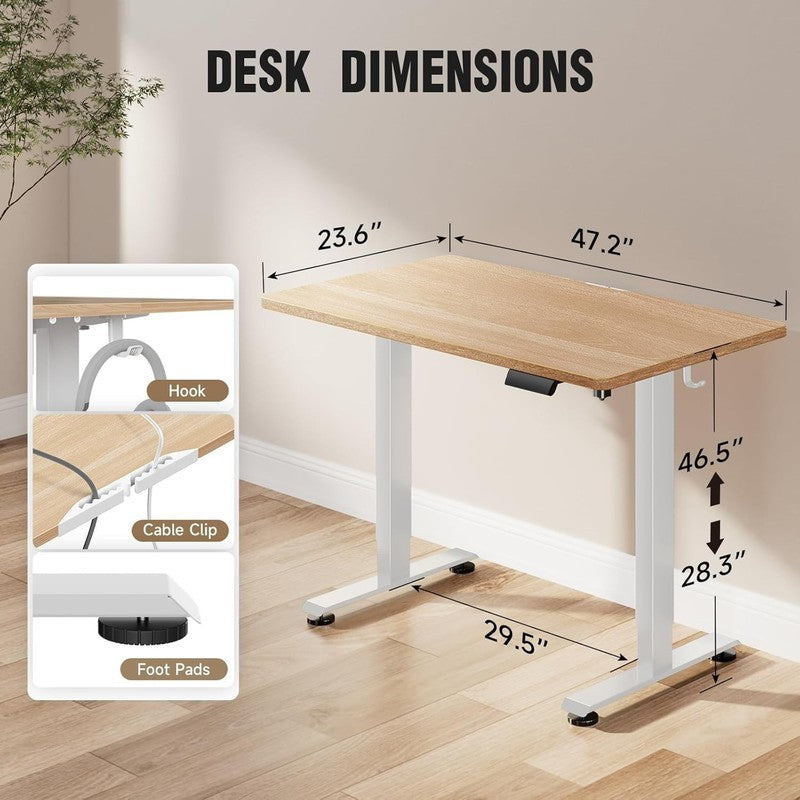 47.2" Electric Standing Desk Sit Stand Wood Top Home Office Nature2