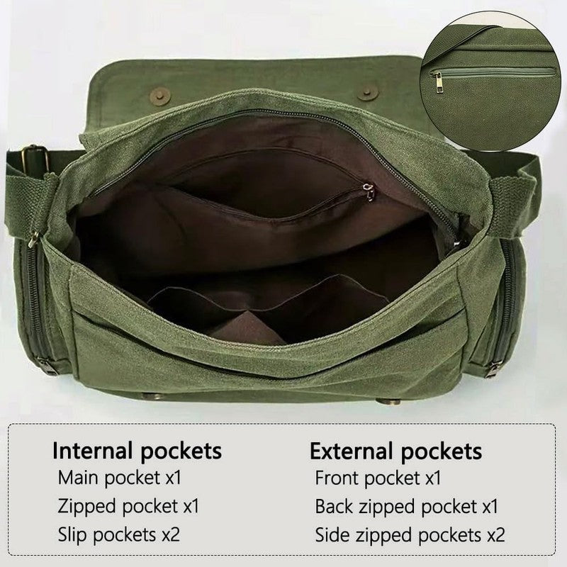 Pattern Messenger Bag Cute Canvas Crossbody Shoulder Handbag Pockets Unisex2