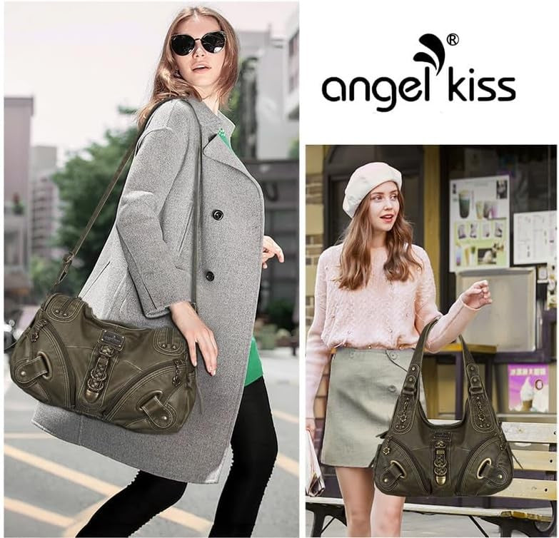 Angelkiss Women’s Large Hobo Satchel Shoulder Handbag Purse1