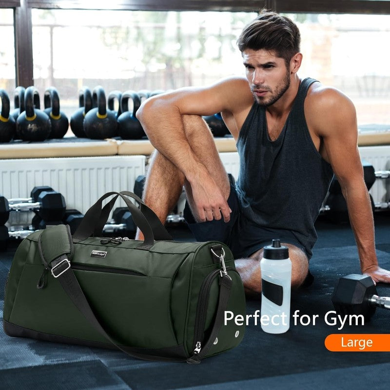Gym Bag Unisex Duffel Shoe Compartment Wet Pocket Travel Sports Green M1