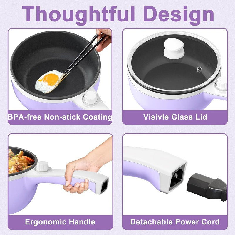 1.5L Electric Hot Pot Mini Non Stick Sauté Pan Portable Adjustable Power6