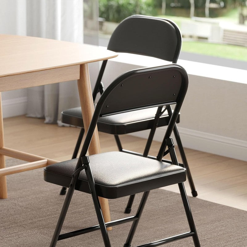 4 Pack Folding Chairs Padded Cushion Metal Frame Indoor Outdoor Black8