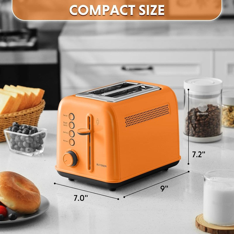 Retro 2 Slice Toaster Extra Wide Slots Stainless Steel 7 Shade Muffin Orange6