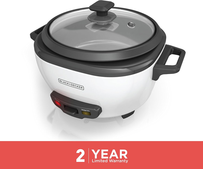 Rice Cooker 6-Cup (Cooked) with Steaming Basket, Removable Non-Stick Bowl, White4