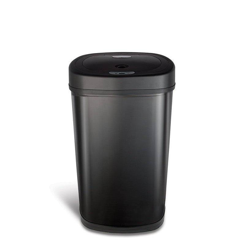 Motion Sensor Oval Trash Can 13.2 Gal Matte Black Stainless Steel2