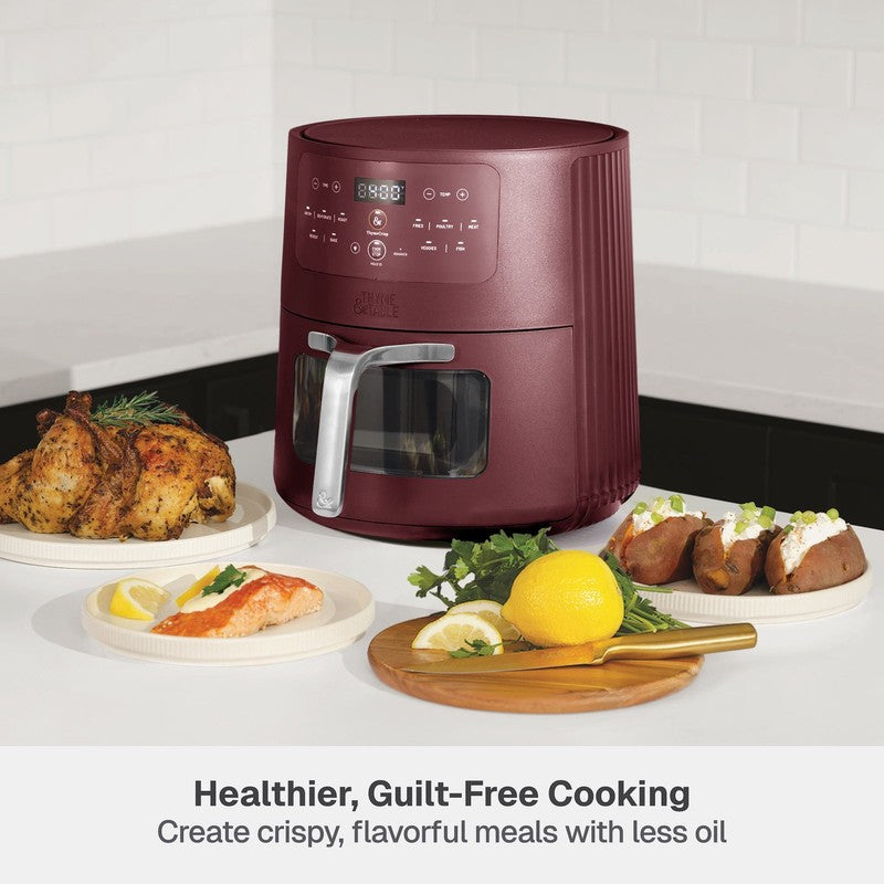 6QT Air Fryer with Thymecrisp Ceramic Nonstick Basket Cabernet Red3