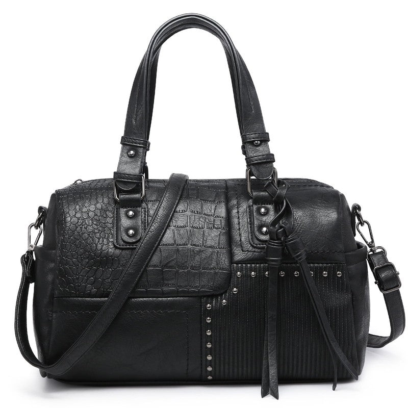 Women Soft Vegan Leather Barrel Bags Large Top Handle Totes Satchel Handbags Sho6