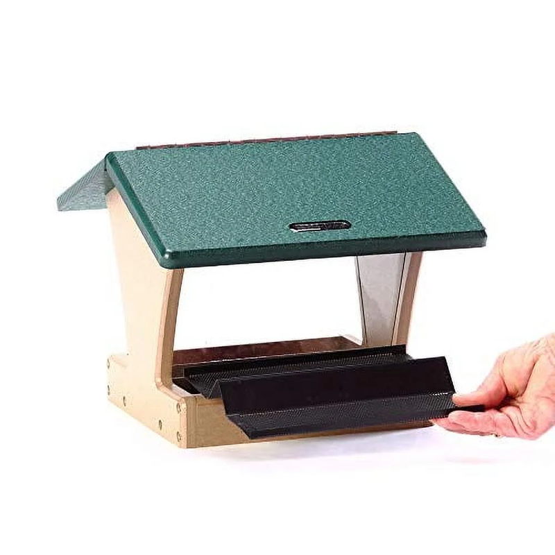 10" Recycled Plastic 2-Sided Hanging or Mounted Bird Feeder Taupe/Green1