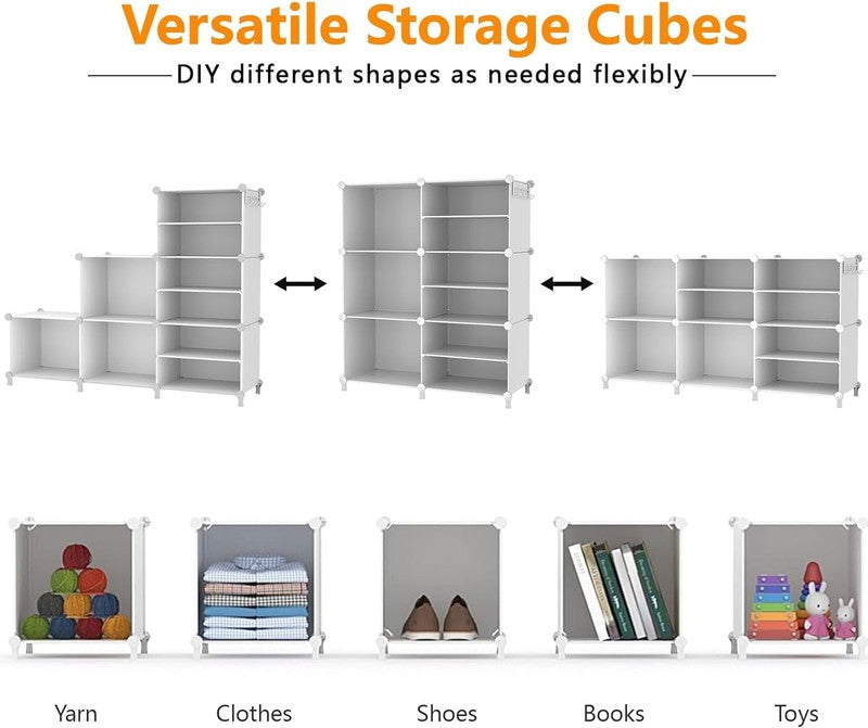 6 Cube Closet Organizer, Portable Storage Shelves for Clothes, White5