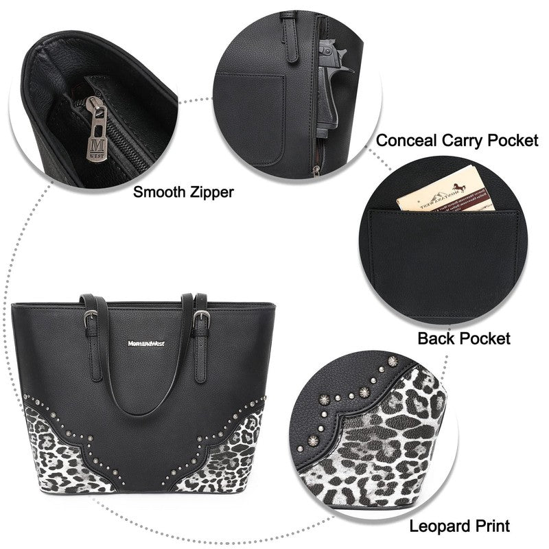 Purses for Women Tote Bag 3Pcs Set Leopard Print Satchel Handbags5