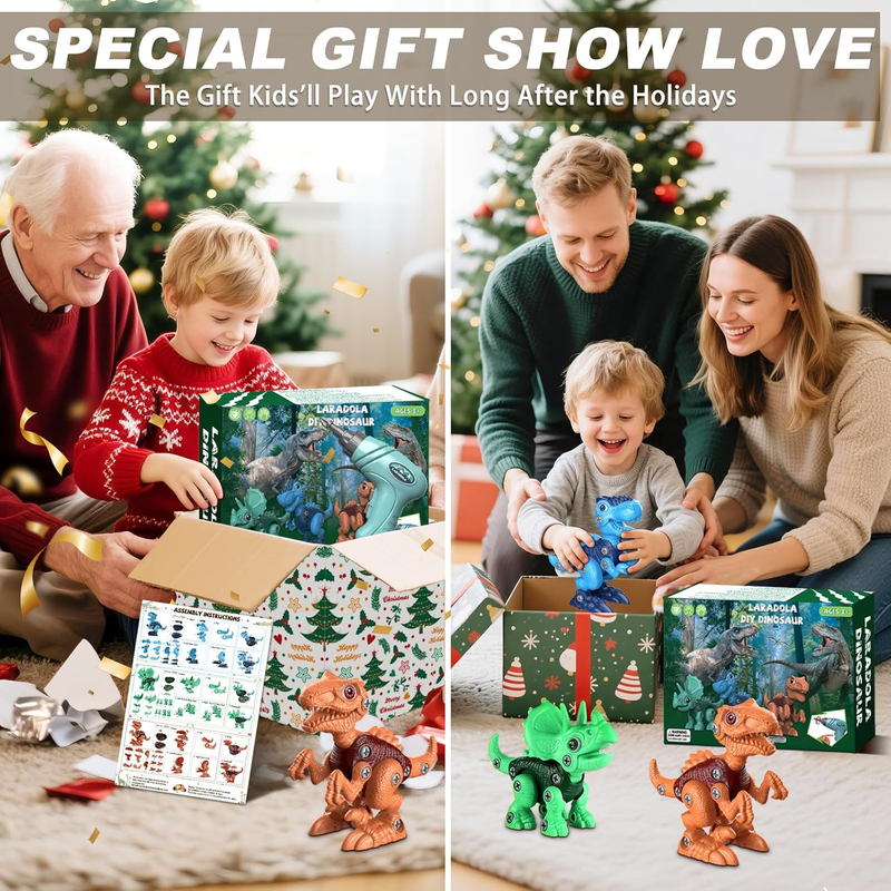 3 Pack Dinosaur Building Toys STEM Drill Construction Set Kids Educational7