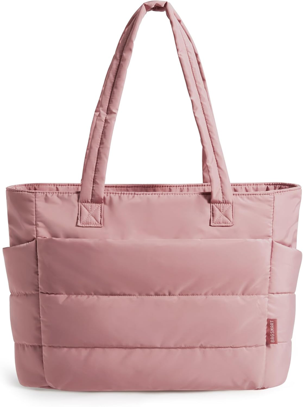 Women’s Puffy Tote Bag Lightweight Shoulder Handbag w/ Compartments for Travel7