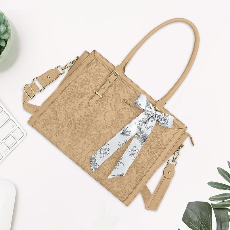 Women Laptop Tote Bag 17–17.3 Inch Waterproof PU Leather Shoulder Bag Antique Gr2