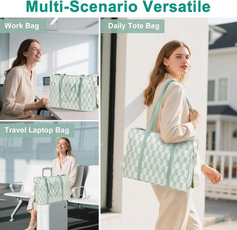 15.6" Laptop Tote Bag Women Canvas Work Messenger Shoulder Office Handbag5