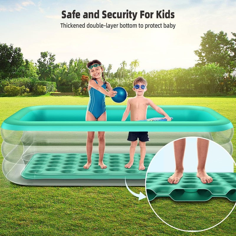 Inflatable Pool, 6.9 X 5 X 1.8 Ft Family Swimming Pools for Kids, Toddlers, Infa6