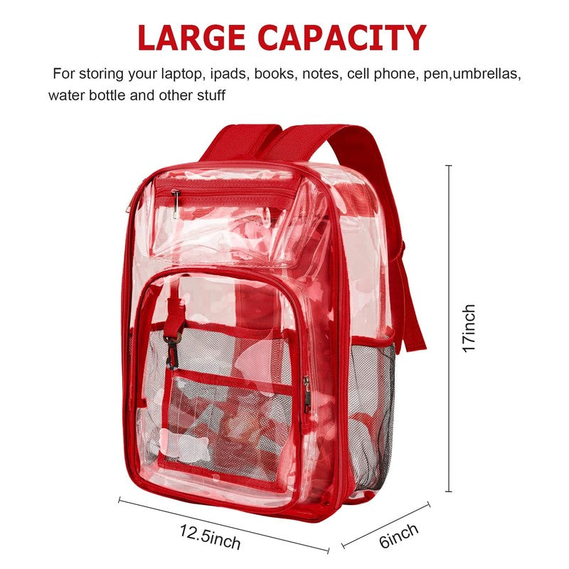 Clear Backpack, Heavy Duty PVC Transparent Backpack Stadium Approved with Reinfo1